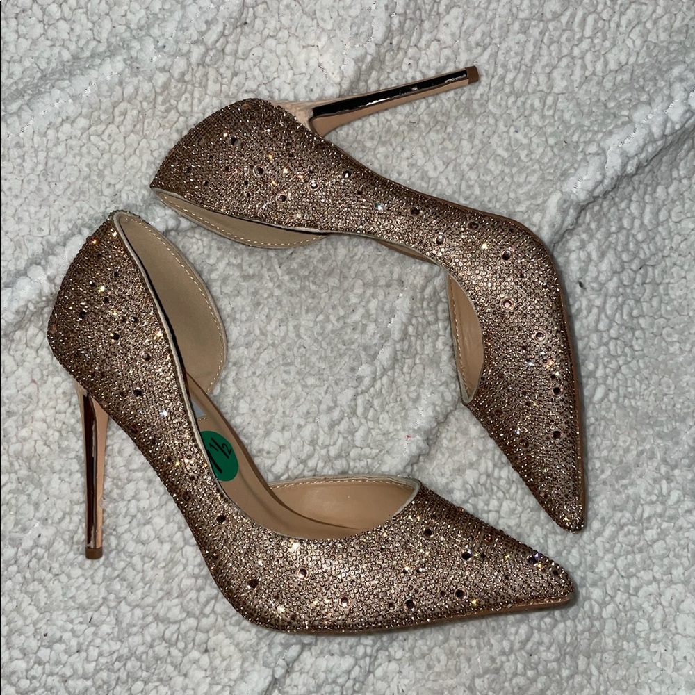 NWOT Steven Madden Rose Gold Crystal Rhinestone Heels Size 5.5, 8, 8.5